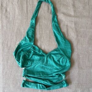 Tiger Mist Teal Halter Top with Open Sides
